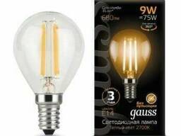 105801109 Лампа Gauss Filament Шар 9W 680lm E14 2700K LED 1/10/50 /4627146090540/