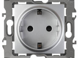 12-2101-03 ЭРА Розетка 2P E Schuko, 16A-250В, IP20, Эра12, алюминий
