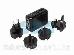 Адаптер сетевой "Путешественник" на 4 USB черный Rexant