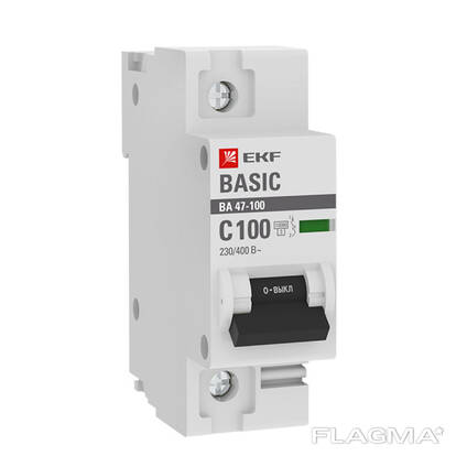 Автоматический выключатель 1P 100А (C) 10kA ВА 47-100 EKF Basic