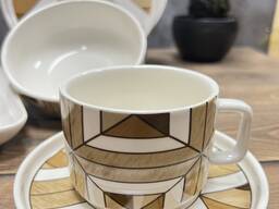 Белый чайно-столовый сервиз с бежевым орнаментом Vassila