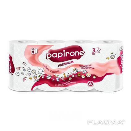 Бумажные полотенца "Papirone" (Premium) 4 рулона