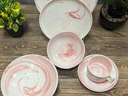 Чайно-столовый сервиз розовый мрамор Vassila