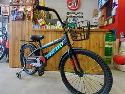 Детский Двухколесный Велосипед 20. Боковые колесики, крылья, корзинка