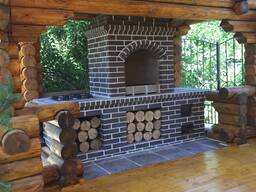 Кладка барбекю зон из кирпича.