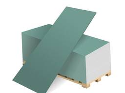 Гипсокартон ГКЛВ (влагостойкий) (от 200шт) Волма 9,5мм 2500*1200мм