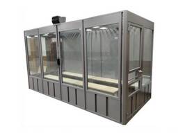 Кабина для подсудимых изолирующая модульная из бронированного стекла. И кабина их прутьев