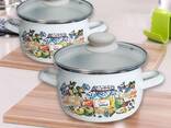 Кастрюля стальная эмалированная с деколью - фото 1