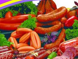 Колбасы, куринные бедра копченые, свинные бедра копченые