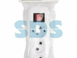 Колодка 3 гнезда с кнопкой без заземления Rexant