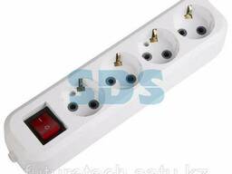 Колодка 4 гнезда с кнопкой c заземлением Rexant