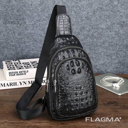 Кожаная Сумка Через плечо Crocodile. Кросс-боди Вместительная. Подарок