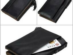 Кожаное портмоне от воровства с карточек/RFID protected/Нови