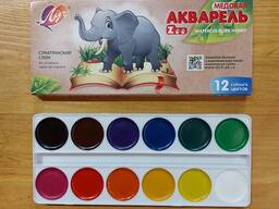 Краски акварельные Луч ZOO 12 цв. в упаковке. Краска Акварель медовая.