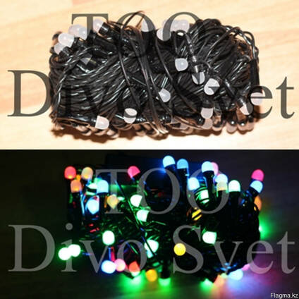Led гирлянда нить черный провод 15 м цветная
