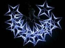 Led гирлянда " Звездочки" 3*0,5м белые, прозрачный провод