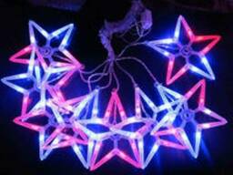 Led гирлянда " Звездочки разноцветные" 2*0,5м прозрачный, RGB