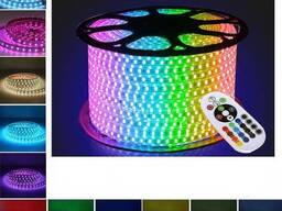 Лента светодиодная в ПВХ оболочке SMD5050-60L-220-RGB. Светящаяся лента меняющая цвет. ..