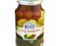 Мелень кабачки, черри, огурцы Ассорти маринованное 900 г. 1