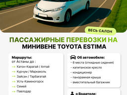 Межгород пассажирские перевозки на минивене Toyota ESTIMA