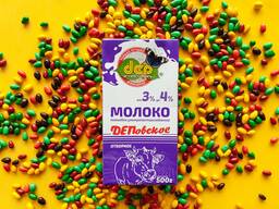 Молоко ультрапастеризованное, "ДЕПовское" отборное , от 3 до 4%