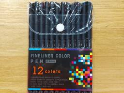 Набор ручек 12 цв. Набор из линеров для рисования. Капиллярные ручки.