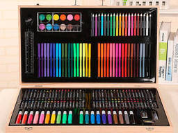 Набор юного художника в деревянном чемоданчике [220 предметов для рисования]