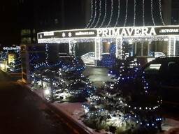 Новогоднее, праздничное оформление, зданий офисов, освещение