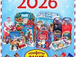 Новогодние подарки оптом — сладкие наборы в праздничных упаковках