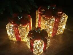 Новогодняя led фигура Три Подарка, 16 см, 20 см, 25 см
