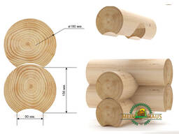 Домокомплекты из оцилидрованных бревн 18(D)х6000-9000(L) мм, естественной и камерной сушки