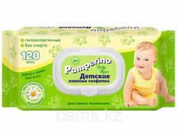Pamperino №120 детские влажные салфетки с пластиковым клапаном с ромашкой