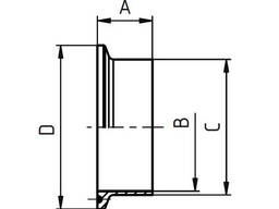 Патрубок кламп нержавеющий (21202) — SMS, AISI 304/AISI 316L
