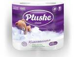 Plushe Classic белая с сиреневым (тиснением) 2 слоя,4 рулон