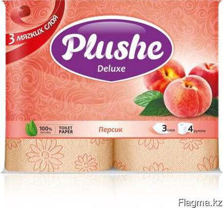Plushe Deluxe - персик 3 слоя,4 рулона