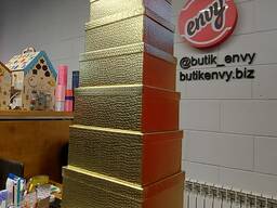 Подарочная Коробка. Золотистая Коробочка. Упаковка для подарка.