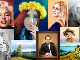 Подарок портрет, картина на холсте, живопись, печать, рисунок