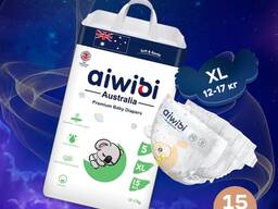 Подгузники ночные 15 шт, Xl 12-17 кг, Aiwibi Premium Hot Air Gentle Night, 5 размер для ма