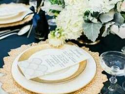 Подстановочные тарелки для декора свадьбы аренда Алматы