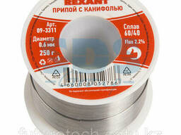 Припой с канифолью Rexant, 250 г, d=0.6 мм, (Sn60 Pb40. ..