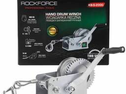 Rockforce Лебедка ручная барабанная, 900кг(стальной трос, диаметр троса-4.5мм, длина. ..