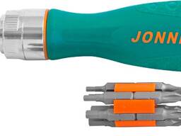 Отвертка реверсивная трещоточная в наборе с битами, 19 предметов Jonnesway