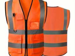 Сигнальный жилет с карманами оранжевый