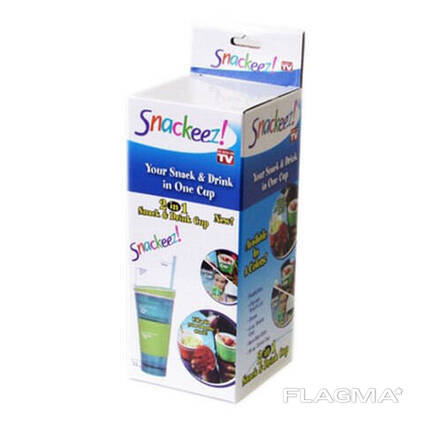 Стакан-непроливайка c контейнером для закусок Snackeez 2 в 1