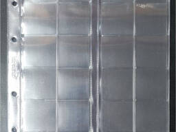 V prodazhe Лист для монет 200х250 мм. , скользящий, на 24 ячеек, 40х40 мм. (5 шт. )