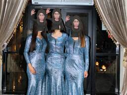 Вечерняя платье длинное бирюзовое