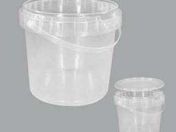 Ведерко 1000мл прозрачное с ручкой и крышкой