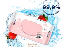 Влажные салфетки детские 0 , 80 шт с крышкой Aiwibi Premium, Strawberry, 20*15 см, гипоалл