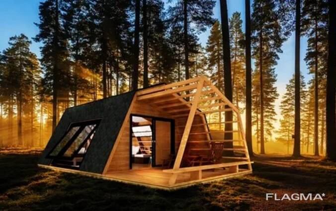 Загородный дом в стиле АФРЕЙМ ГЛЭМПИНГ Дома из дерева Алматы